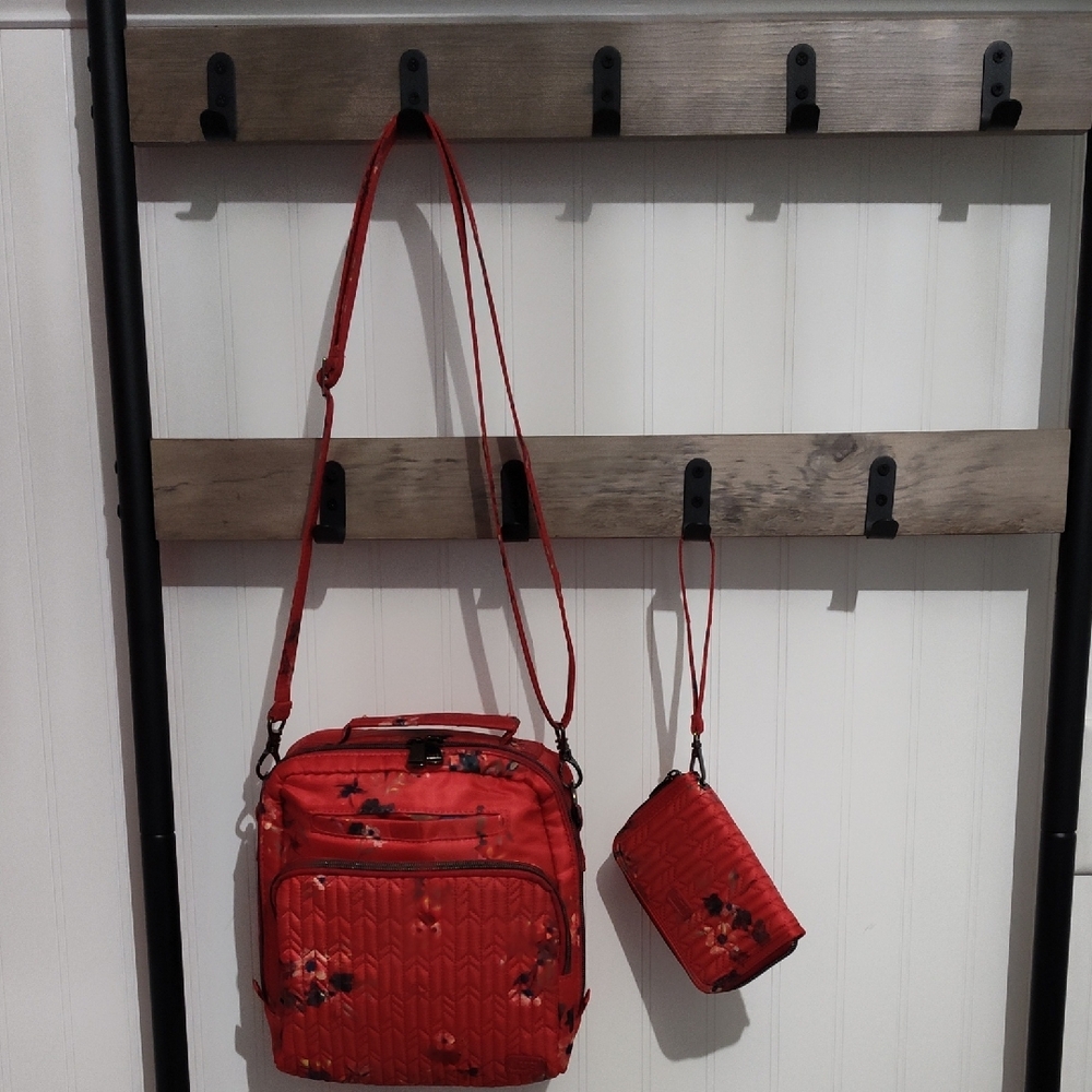 LUG Vibrant Red Crossbody Bag Set with Adjustable Strap